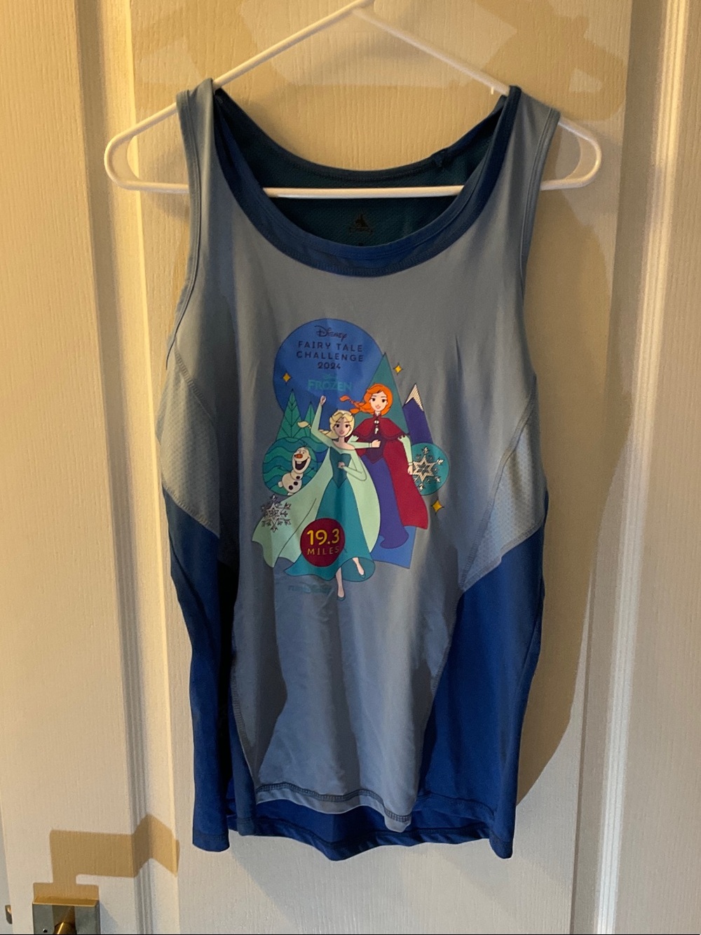 Disney Frozen Light Blue and Navy Athletic Tank with Character Graphic